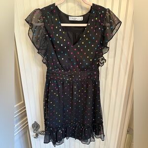 Anthropologie Black Dress with Multicolor Dots